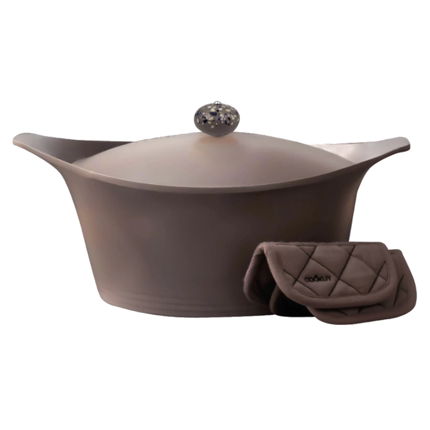 Cookut Multifunction Dutch Oven With Pot Holders, Taupe 1 Cookut Multifunction Dutch Oven With Pot Holders, Taupe