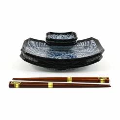 Blue Wave Sushi Serving Set 5 Blue Wave Sushi Serving Set -Kitchen Supplie Shop EM0038 BlueWaveSushiServingSet stacked