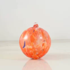 Murano Glass Decorative Sphere Ornament, Orange