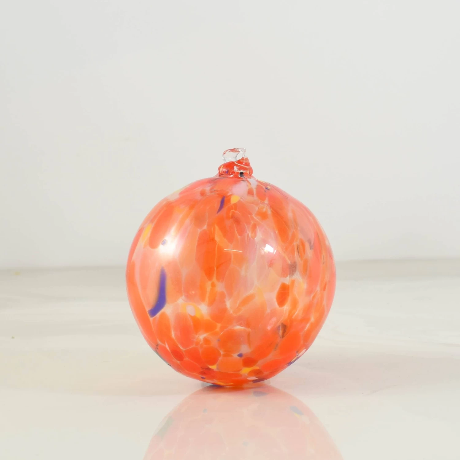 Murano Glass Decorative Sphere Ornament, Orange 1 Murano Glass Decorative Sphere Ornament, Orange