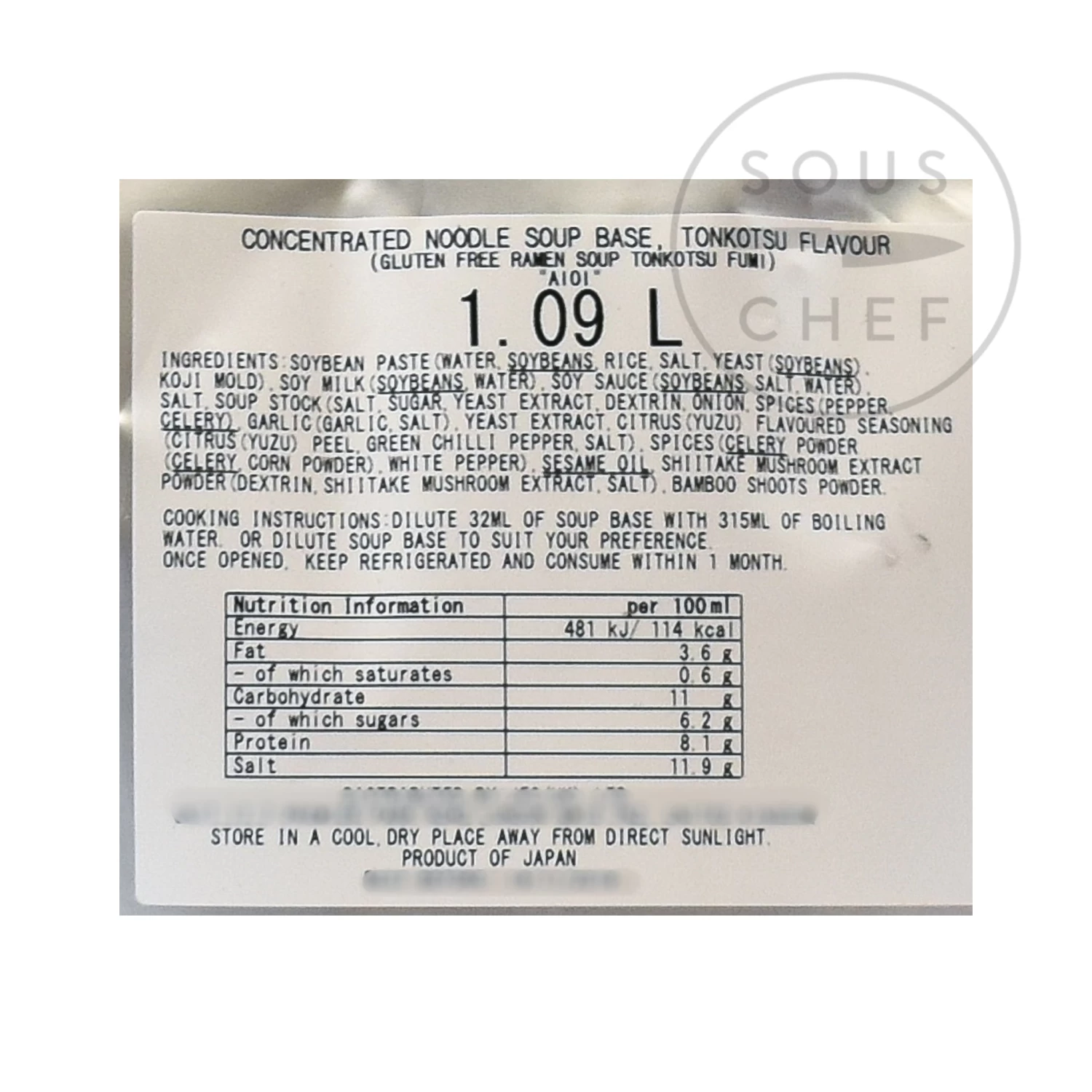 Tonkotsu Flavour Ramen Soup Base, 1.1 Litre 2 Tonkotsu Flavour Ramen Soup Base, 1.1 Litre - Image 2