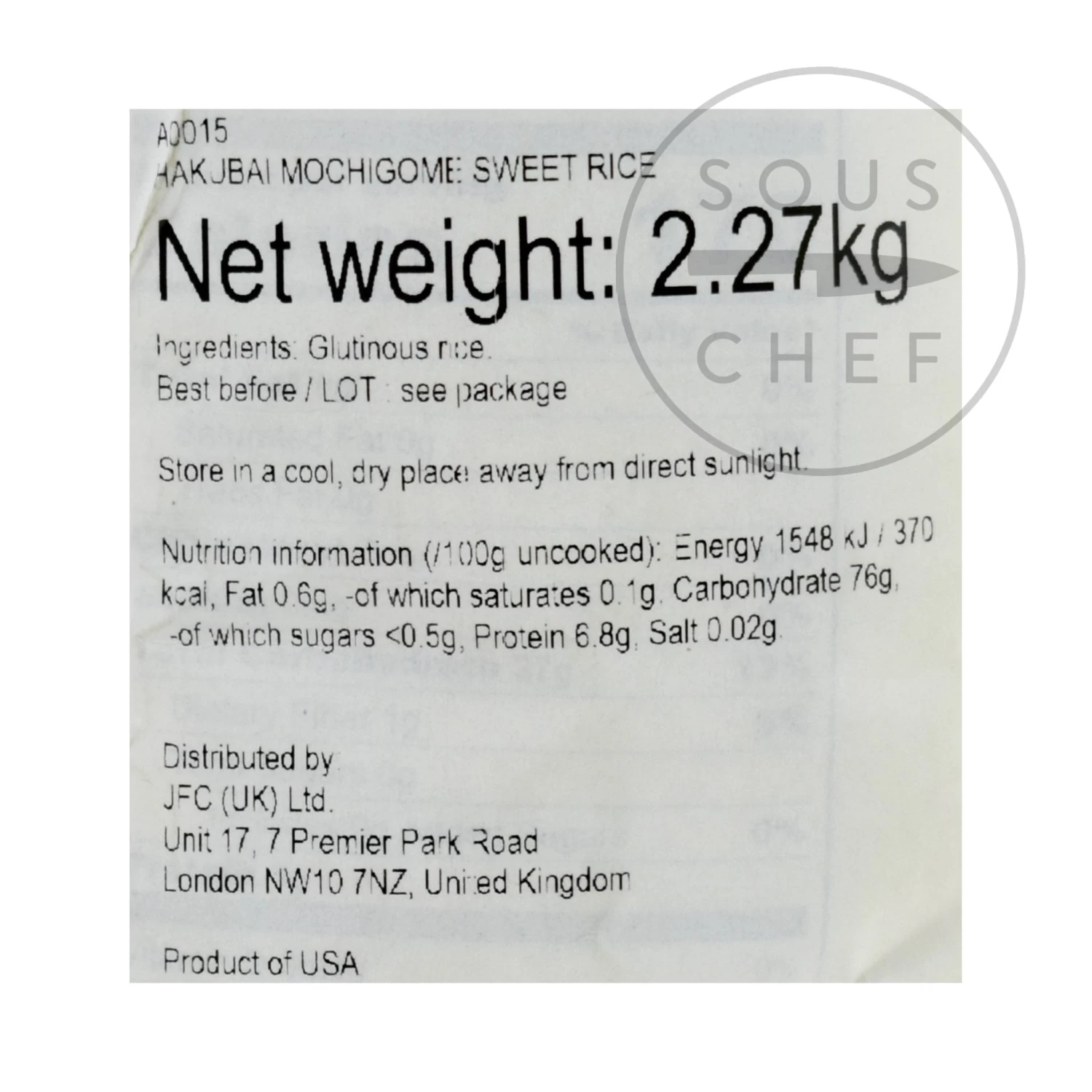 Hakubai Mochigome Sweet Rice 2.27kg 2 Hakubai Mochigome Sweet Rice 2.27kg - Image 2