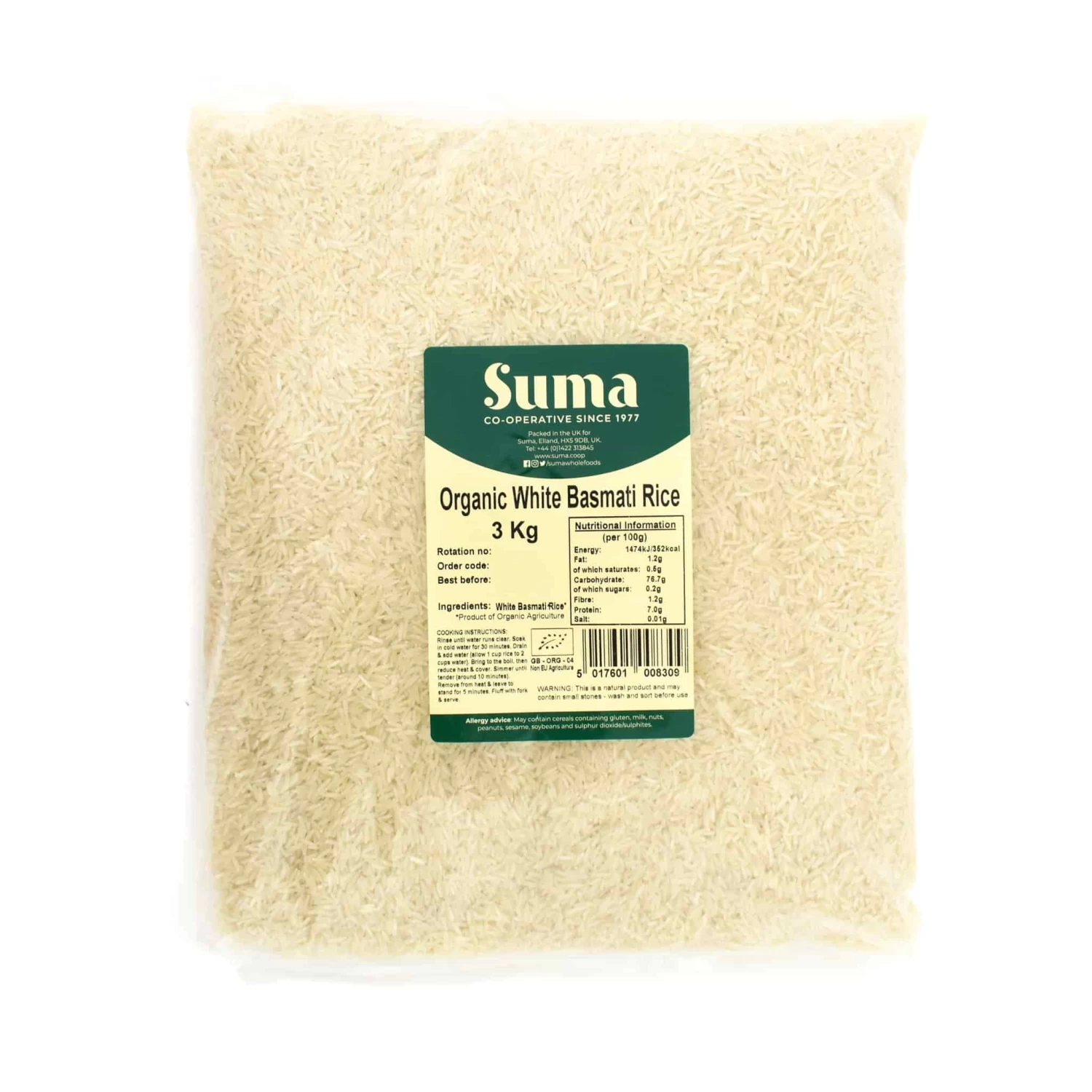 Suma Organic White Basmati Rice 3Kg 1 Suma Organic White Basmati Rice 3Kg
