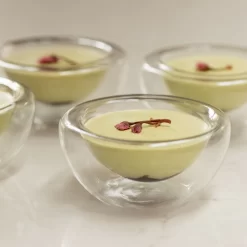 6 X 120ml Small Double Wall Glass Bowl -Kitchen Supplie Shop matcha mousse cherry blossom side